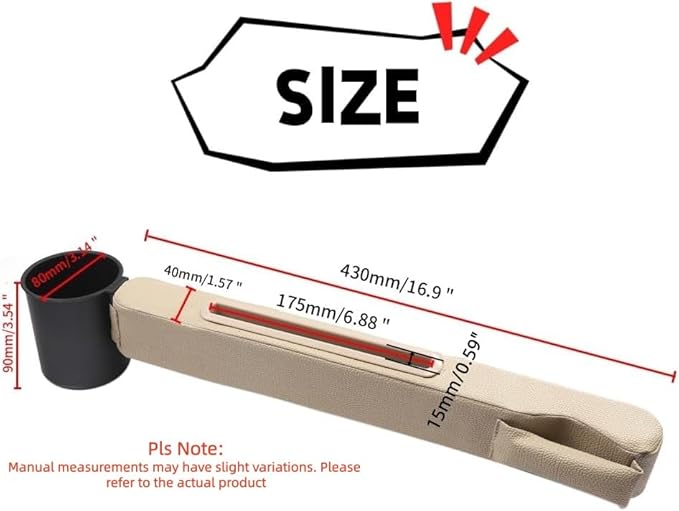 Car Accessories,Car Gap Plug,with Pocket Organizer and Removable Cupholder,Cup Holder for Car,3in1 Car Seat Gap,Prevent Small Items from Falling,Car Seat Gap Storage.(Beige)
