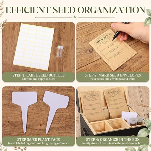 Bamboo Wood Seed Storage Organizer Box, Garden Tools Saving Kit - Image 5