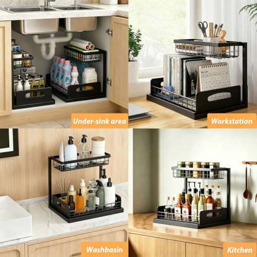 Upgraded Under Sink Organizer, 2 Tier Pull Out Kitchen Cabinet - Image 4