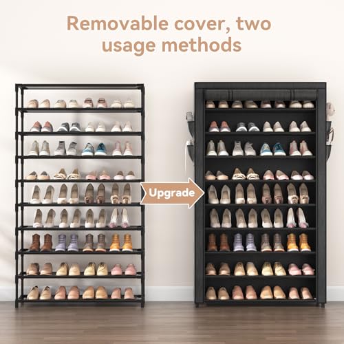 LANTEFUL Shoe Rack with Covers - 10 Tiers Tall Shoe | All Products - Image 6