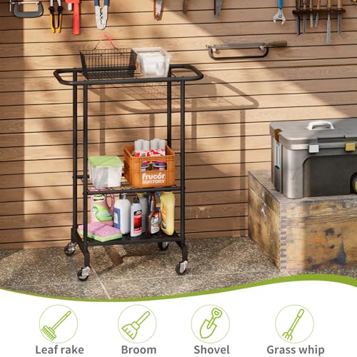3-Tier Garden Tool Organizer with Wheels, Garage Floor - Image 6