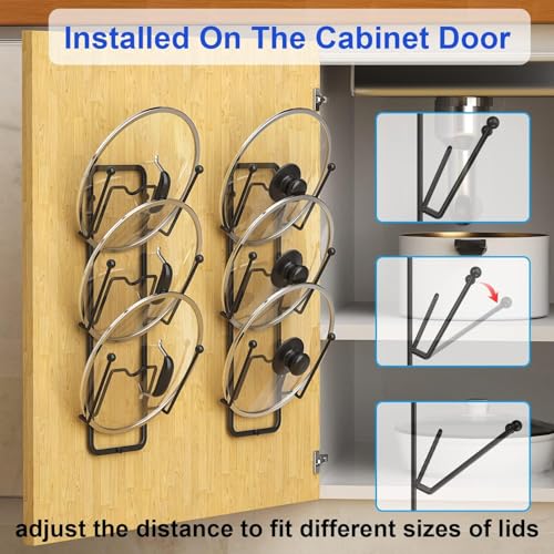 2 Pack Pot Lid Organizer for Cabinet, 2 in 1 Wall Mount & - Image 5