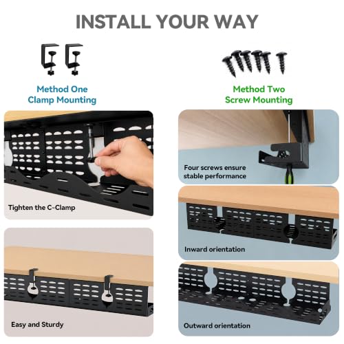 Under Desk Cable Management Tray, Expandable Metal Organizer - Image 5