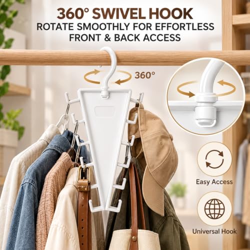 3Pcs V-Shaped Hanger Organizer, 12 Hooks Rotating Closet Hangers - Image 6