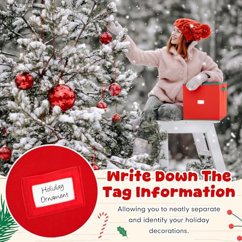 Christmas Ornament Storage Box, Red, 4in, 64pcs - Image 8