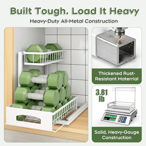 Under Sink Organizer, 2-Pack L-Shaped Metal Pull-Out Drawers - Image 6