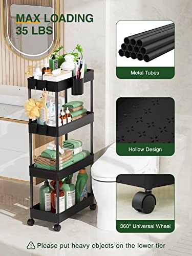 LEHOM Slim Rolling Storage Cart - 4 Tiers Bathroom Organizer - Image 7