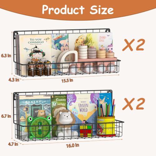 X-cosrack 4-Pack Wall Mounted Metal Kids Bookshelf, | All Products - Image 4