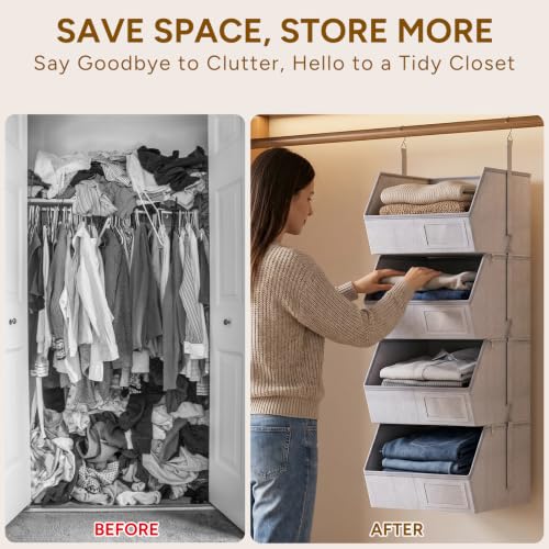 2 Pack 4-Tier Hanging Closet Organizer, Detachable Hanging - Image 6