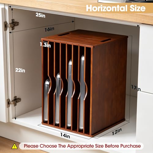 8-Tier Baking Sheet Organizer for Cabinet, 17 x 12 x 14 in Wooden - Image 4
