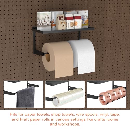 Pegboard Paper Towel Holder with Shelf, Heavy Duty Peg - Image 6