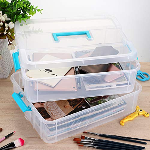 JUXYES 2-Tiers Plastic Stack Carry Storage Containers Box wih - Image 7