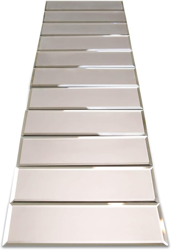 3" X 10" Gold Matte Peel & Stick Glass Mirror Subway Backsplash Kitchen Bathroom Beveled Edge Self Adhesive Tile (10 Pcs 2 Sq.ft)