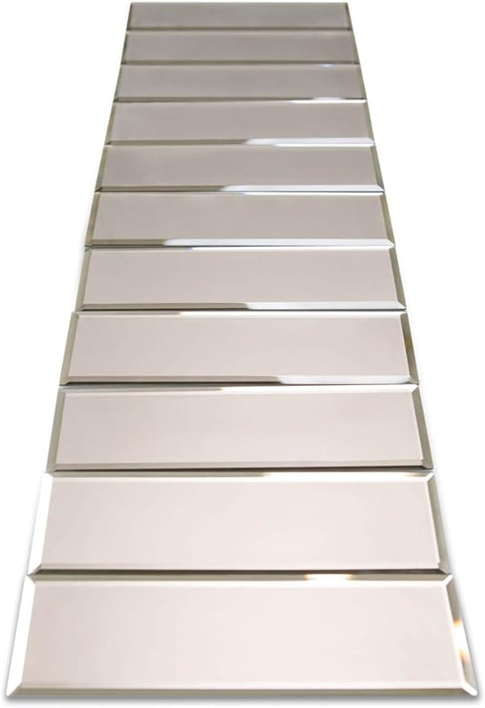 3" X 10" Gold Matte Peel & Stick Glass Mirror Subway Backsplash Kitchen Bathroom Beveled Edge Self Adhesive Tile (10 Pcs 2 Sq.ft)
