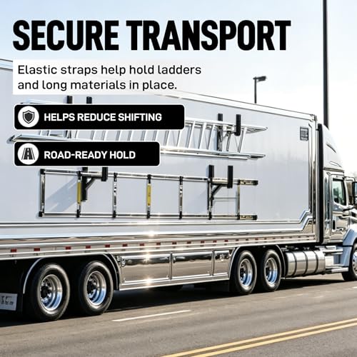 4 Pack Trailer Ladder Rack, Steel Side Mount with Straps - Image 5
