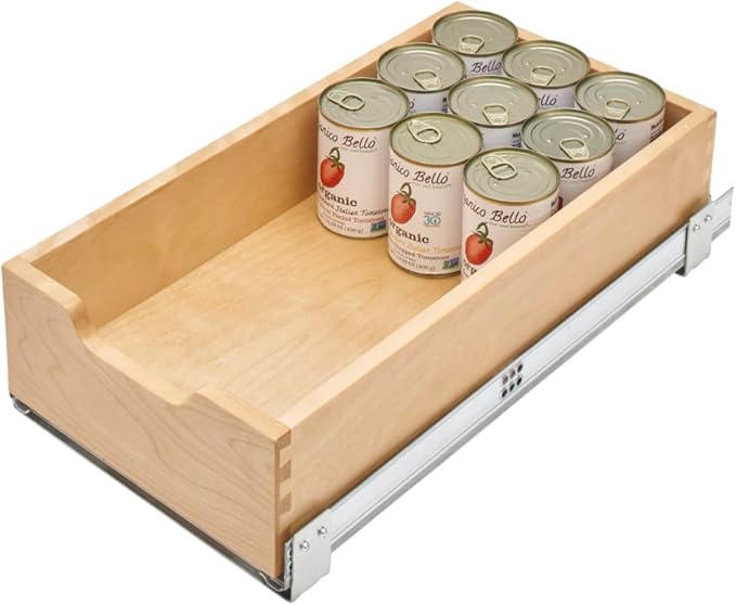 Rev-A-Shelf Standard Pullout Kitchen Cabinet Organizer and Drawer Box with Soft-Close for 15" Base and 11.75" W Cabinet Opening, Wood, 4WDB-12SC-1