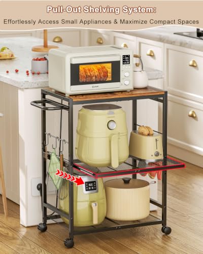 Feyejade 3-Tier Rolling Kitchen Cart with Storage, Compact Metal - Image 4