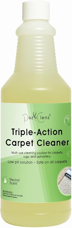 Triple-Action Carpet Cleaner | Cleans, Deodorizes & Brightens | Concentrated, 1 Quart | Low-Foam Multi-Surface Solution for Use on Carpets, Rugs & Upholstery.