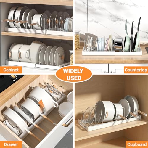 Expandable Pot and Pan Organizer Rack for Cabinet, Pot Lid - Image 6