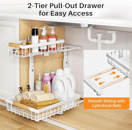 PXRACK Under Sink Organizer, Adjustable Height, 2 Ti | Under Sink Stor - Image 4