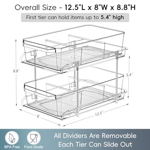 2 Set, 2 Tier Clear Organizer with Dividers for Cabi | All Products - Image 3