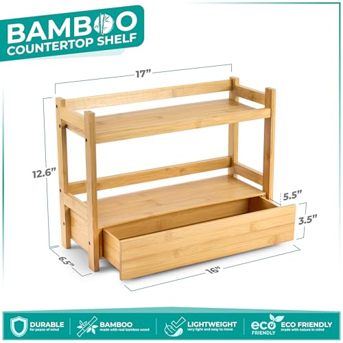 Sorbus Matcha Station Shelf, Bamboo (17" x 6.5" x 12.6") - Image 4