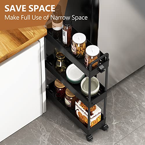 SOLEJAZZ Slim Rolling Storage Cart Skinny Bathroom Organizer, 3 - Image 5