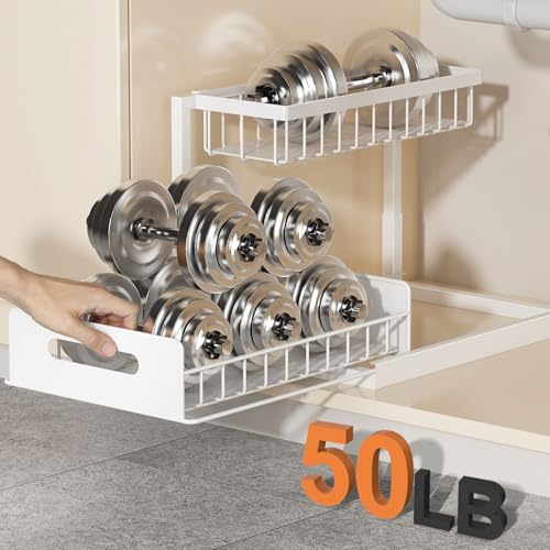 REALINN Under Sink Organizer, L-Shaped 2 Tier Pull O | Home Organizati - Image 6