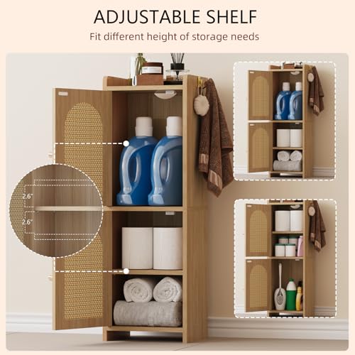 Rattan Bathroom Small Storage Cabinet with 2 Doors | Home Organization - Image 7