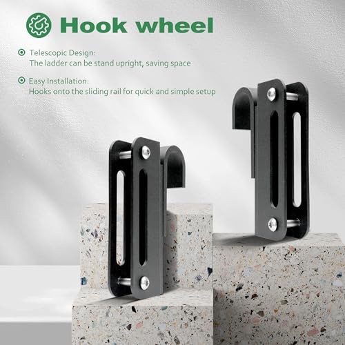 20FT Telescopic Hook-on Sliding Library Ladder Hardware - Image 5