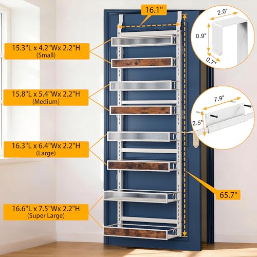 8 Tiers Pantry Door Organizer Spice Rack, 2-IN-1 Wall - Image 3