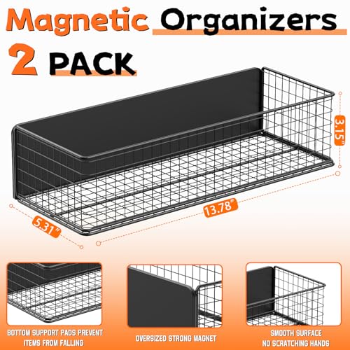 Magnetic Baskets Fridge Organizers, Large Capacity Metal - Image 3