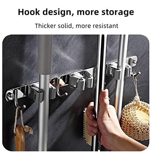 Stainless Steel Broom Holder Bathroom Storage Wall Mount - Image 5