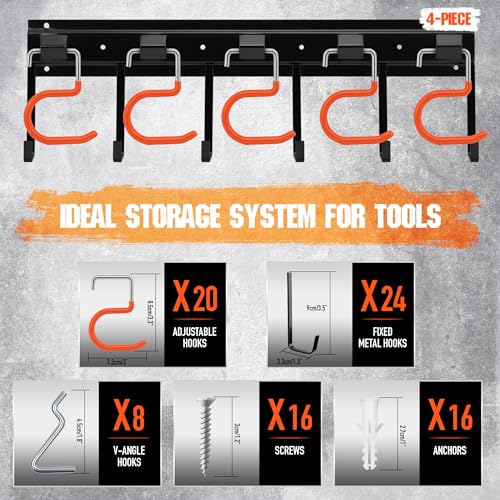 68'' All Metal Adjustable Garden Tool Organizer: Garage - Image 5