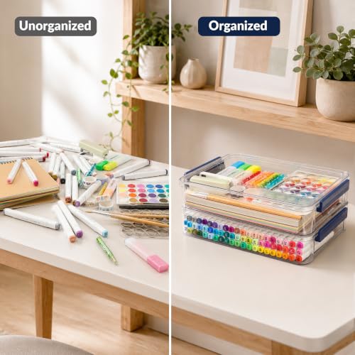 CATOOMUU 2-Pack 9x13 Clear Plastic Project Case Stackable - Image 6
