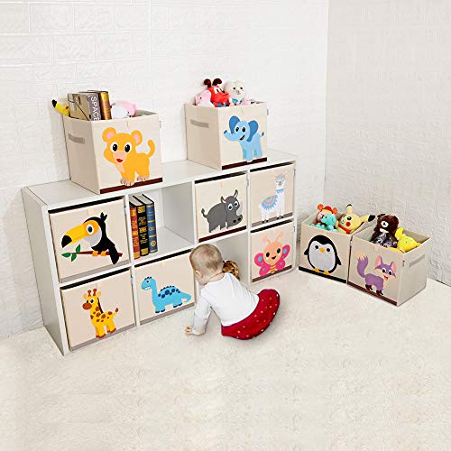 13 Inch Animal Cube Storage Bins, Foldable Fabric Kids Toy - Image 7