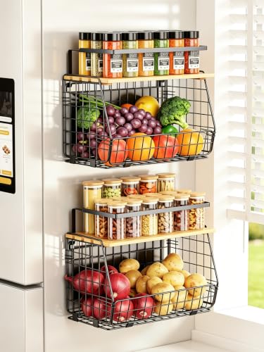 2 Pack Magnetic Shelf for Fridge, Fruit Potato Onion Storage Bins - Image 2