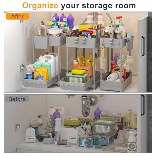 Sevenblue 3-Pack 2-Tier Under Sink Organizers with Sliding - Image 4
