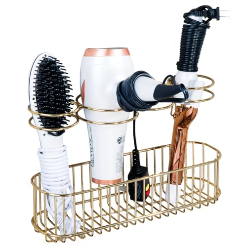 mDesign Hair Dryer Caddy – Wall Mounted Storage Rack - Image 7