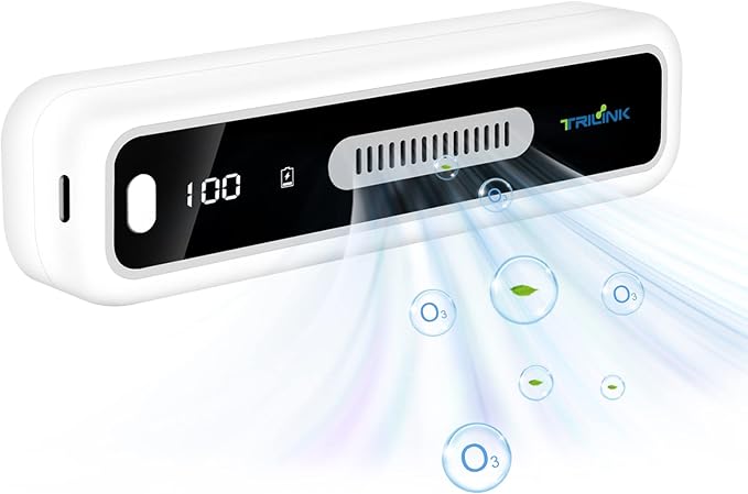 Mini USB Fridge Deodorizer with Led Display, Rechargeable Refrigerator Deodorizer, Reusable Fridge Odor Eliminator for Fridge, Car, Closet, Wardrobe, More Effective Than Baking Soda and Charcoal Bags
