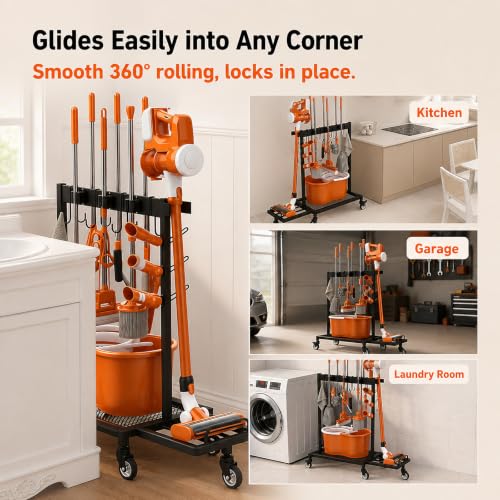 Broom Holder Cleaning Supplies Organizer with Mop Hanger - Image 7