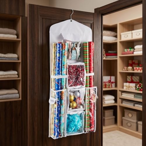 Limen White Oxford Cloth Christmas Wrapping Paper Storage - Image 3