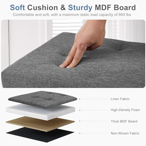 DUMOS 43 Inch Foldable Storage Ottoman Bench | Home Organization - Image 6