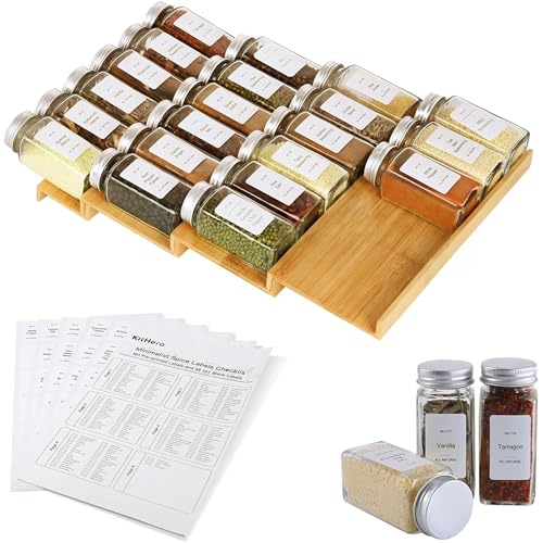 Spice Drawer Organizer with 24 Spice Jars,216 Labels - Image 2