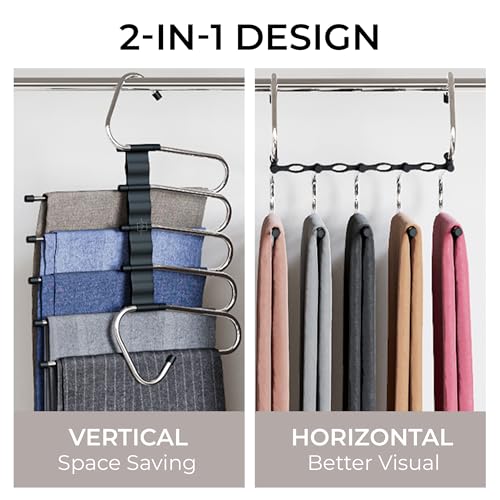 Pants Hangers Space Saving - 2 Pack - Non-Slip Multi-Tier Hangers - Image 4