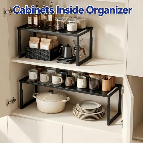 2 Packs Expandable Cabinet Shelf Organizer, Stackable - Image 5