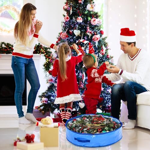Aliceset 4 Pack Wreath Storage Bags, 24 x 24 x 7.8 Inch, Blue - Image 6