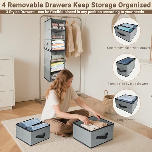 2in1 Hanging Shelf with 4 Drawers,6-tier Closet Organizer - Image 7