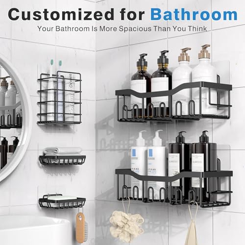 EUDELE Adhesive Shower Caddy, 5 Pack Rustproof Stainless Steel - Image 3
