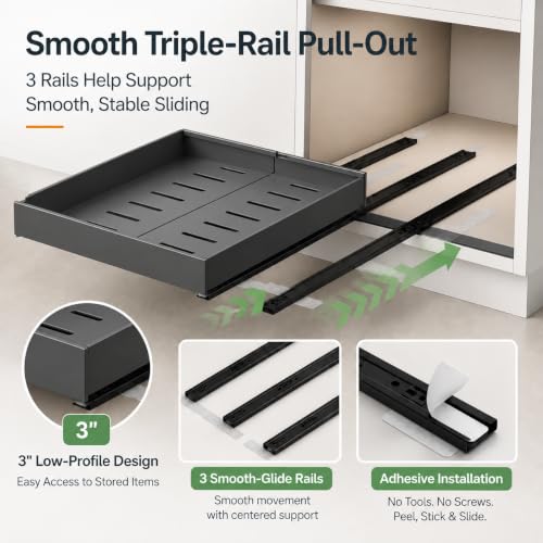 Pull Out Cabinet Organizer, 2 Pack, 12.6"-20.5", No Drill, Black - Image 7